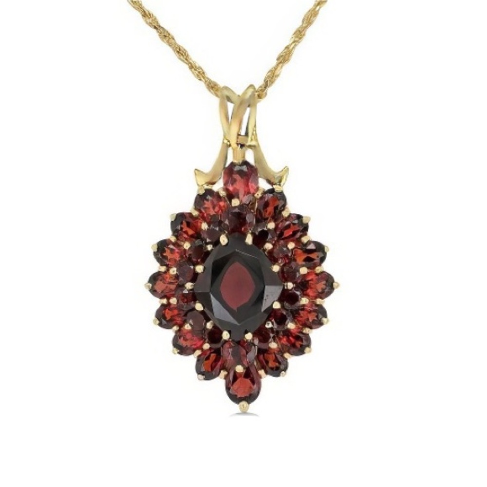🌿Rare 14k Red Garnets Cluster Pendant Thailand